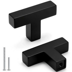 Goldenwarm 5 Pack Black Square T Bar Single Hole Hole, Matte