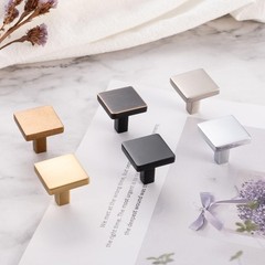 30 Pack Brushed Gold Cabinet Knobs 1-1/8 Inch Square Drawer Handles Solid Metal
