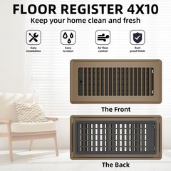 Floor Register 4×10 – 4 Pack Floor Vent Covers for Home Floor Heavy Duty Stee…