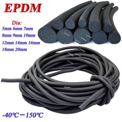 Sponge Cord Black Foam EPDM Rubber Gasket Trim Seal Round Strip Dia 5mm to 20mm