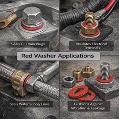 M5 x 10mm x 0.5mm Fiber Washers Insulating Flat Red x x 0.5mm,