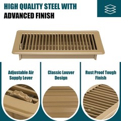 VOISEN Floor Register 4×12, 2 Pack Floor Vent Covers, Steel Adjustable Air Su…