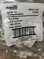 National Hardware Zinc-Plated Eye & Eye Turnbuckle 3/16 x 5-1/2 in. 10 Pack
