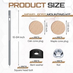 Shimeyao 2 Set Wood Newel Mounting Kit Newel Post Fastener Installation Kit f…
