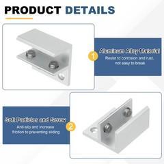 4Pcs F Shape 48mm Glass Clamp for 13-16mm Thick Adjustable Glass Support, Silver