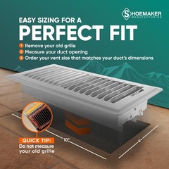Shoemaker 4×10 Floor Register – Cement Gray Heavy Duty Metal Floor Vent Co