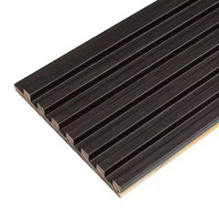94 In. X 6 in X 0.5 In. Solid Wood Wall 7 Grid Cladding Siding Board in Black Co