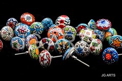 JGARTS 20 X Mix Vintage Look Flower Ceramic Knobs Door Handle Multicolor 2