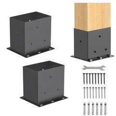 2 Pcs Post Base,4”x 6″ Post Brackets(Acturl3.6 x5.6) Heavy Duty Black Metal New