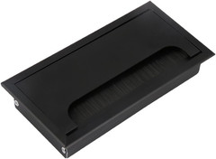 16Cm Black Aluminum Alloy Table Desk Rectangle Wire Cable Grommet Hole Cover Out