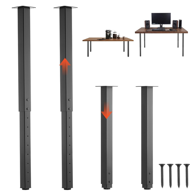 Vevor Adjustable Table Legs 24-40 In Square Steel Furniture Legs 1200 Lbs Max