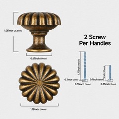FAPUAL 10 Pack Antique Brass Cabinet Knobs for ‎Single hole,