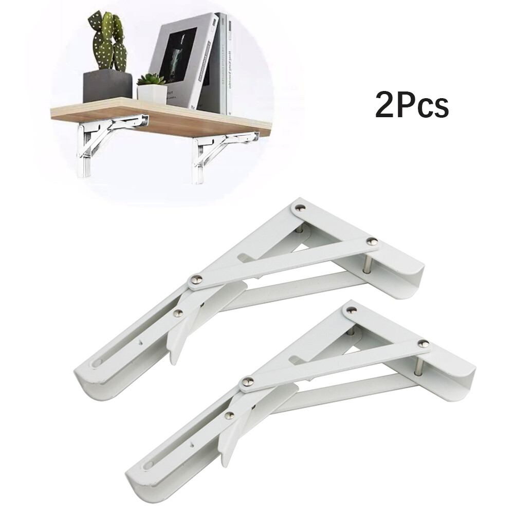 2pcs Folding Shelf Brackets Heavy Duty Wall Mounted Triangle Shelf Bracket kit
