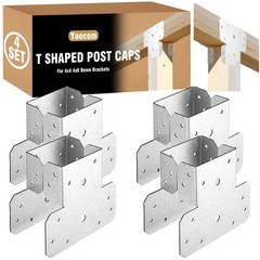 Yaocom 4 Sets T Shaped Post Bracket For 4X4 4X6 Post To Beam Connectors Heavy