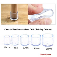 Floor Protectors Chair Leg Caps Non-Slip Covers Furniture Feet Clear Rubber Pads