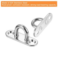 20 Pcs 1.8″ Pad Eye Plate 304 Stainless Steel Ceiling U Hooks for Door Silver