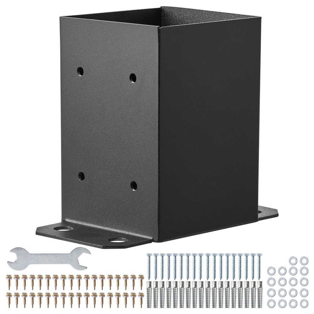 4×4 Post Base 4pc MatBlack Carbon Steel Wrap Structure