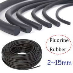 O-type Fluorine Rubber Solid Round Sealing Strip 2mm ~ 15mm Black Oil Resistant