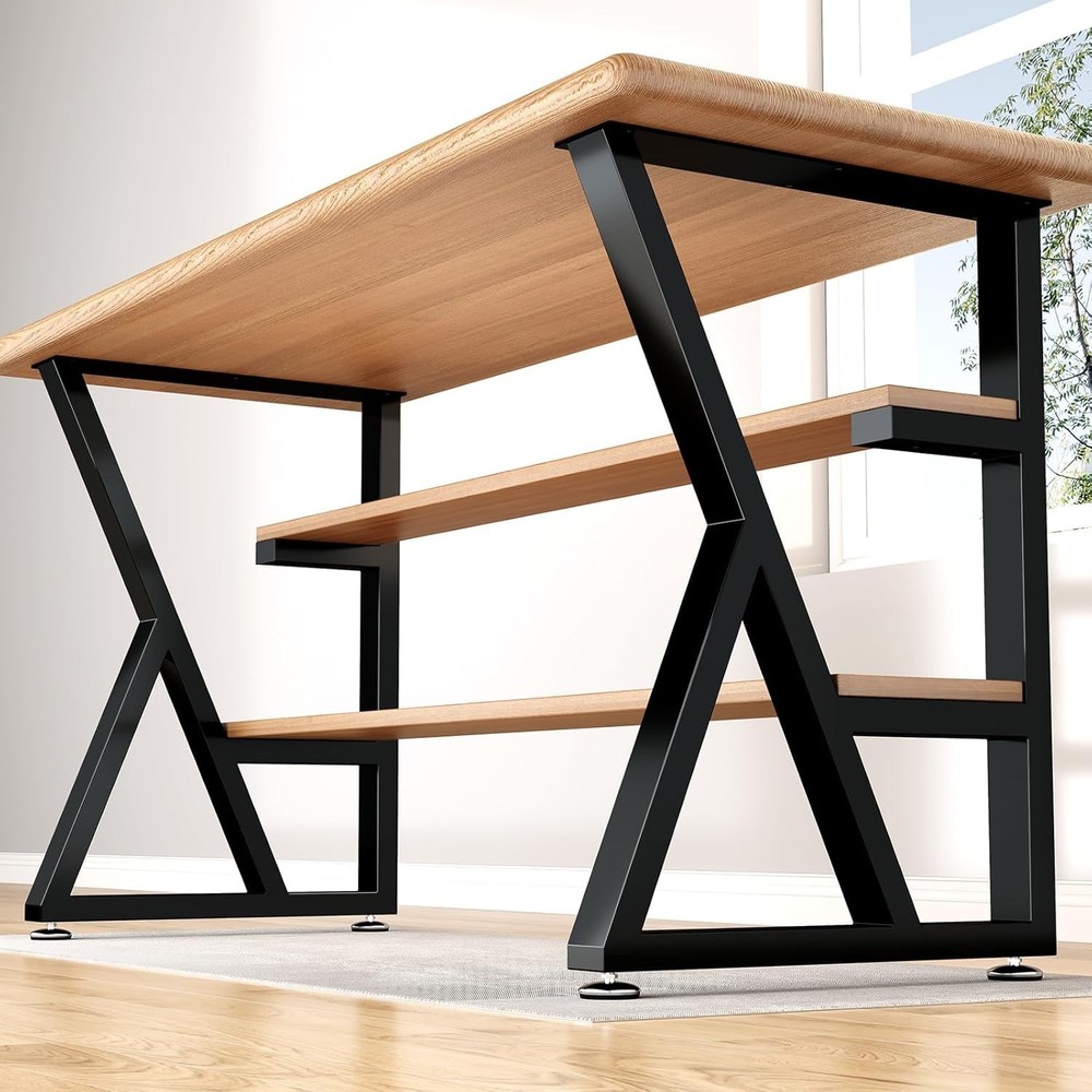 Giantjellies K Shape Heavy Duty Metal Table Legs Set Of 2 28 H20 W Black Iron