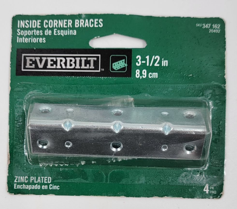 Everbilt Zinc Plated Metal Inside Corner Braces Reinforcement 3-1/2″ – 347 162
