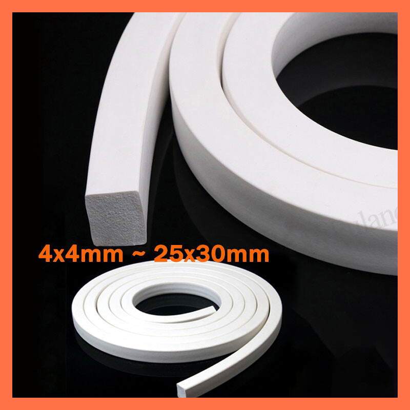 White Silicone Sponge Square Flat Strip Foamed Rubber Seal Gasket 4x4mm~25x30mm