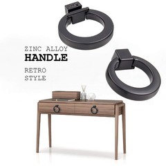 Bonsicoky 12Pcs Round Cabinet Ring Pull Handles Single Hole 12Pcs, Black