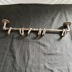 Industrial Cast Iron Pipe Wall Hook Rack 6 Sliding Hooks Rustic Steampunk 20.5in