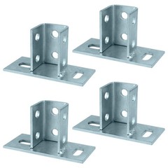 4 Pcs 2 Slotted Hole U Post Base Strut Mount for 1-5/8” Square Single Channel, C