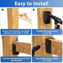 ForoGore 4 Pcs 2”x 4” Stainless Steel Deck Railing Brackets Parallel, Black