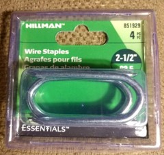 Hillman Group 851929, 2-1/2” Wire Gate Fastener Fencing Staples Zinc 4pc. Pack