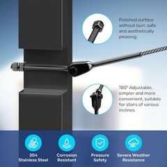 Cable Railing Kit Hardware System for Deck Stairs, T316 Stainless Steel Black