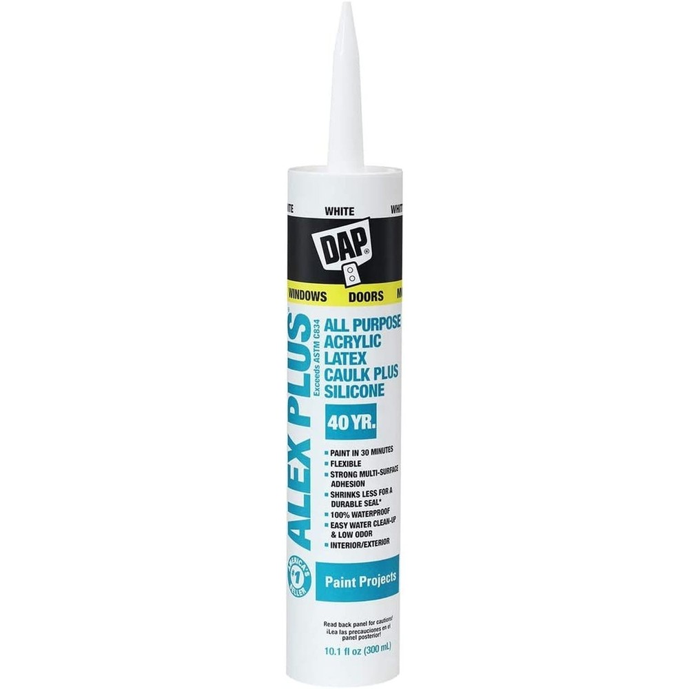 Alex Plus 10.1 oz. White All Purpose Acrylic Latex Caulk Plus Silicone 12/pk