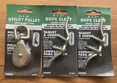 Lot 2 Lehigh 4 1/2″ Nickel Plated Rope Cleats & Utility Pulley Swivel 7087/7240