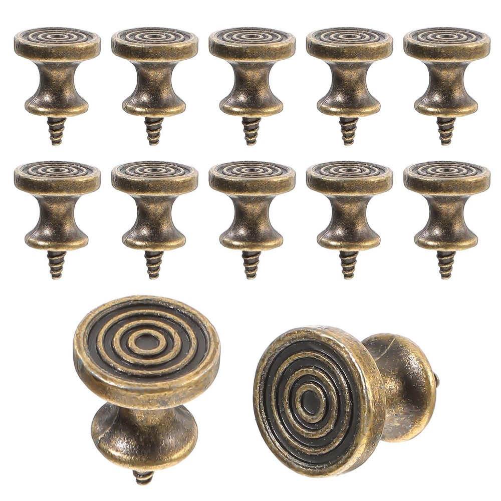 Trinkrittey 10pcs Mini Drawer Knobs Antique Self Tapping Cabinet Bronze