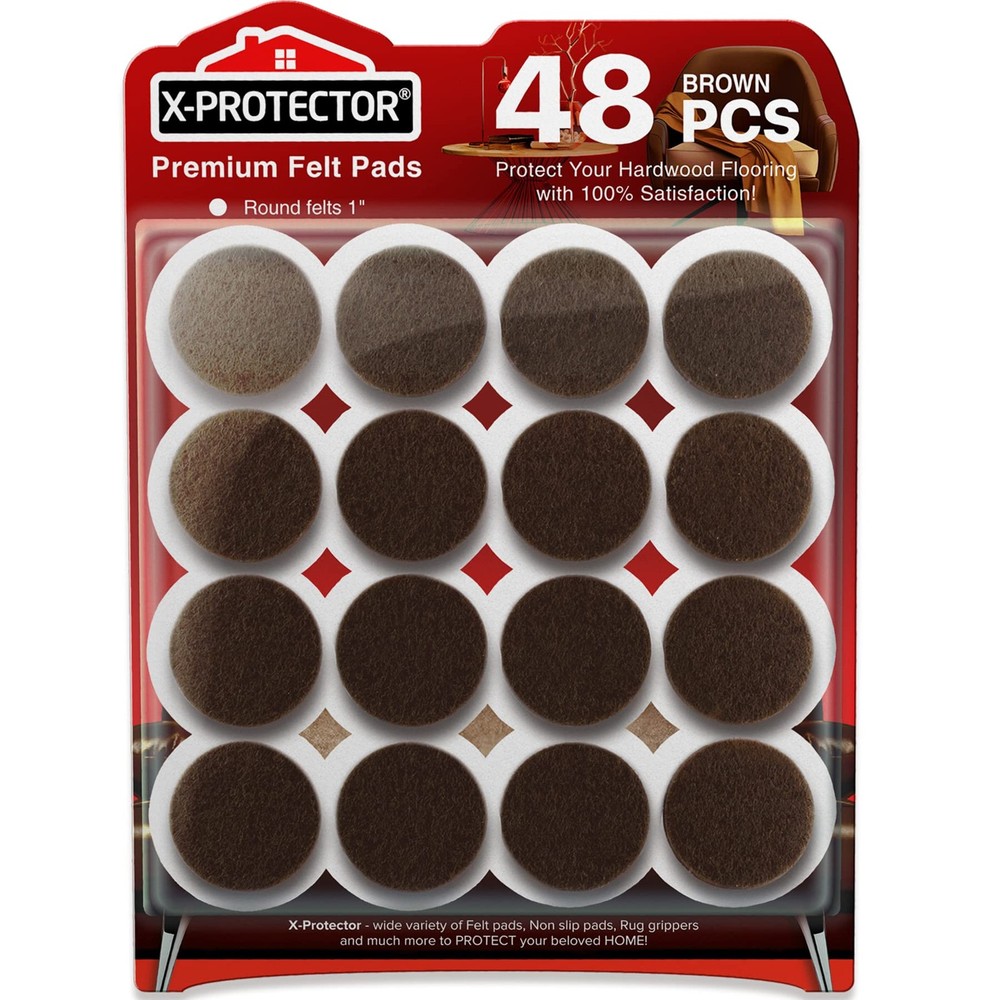X-Protector Felt Furniture – 48 Premium Floor Protector Chair Felts For