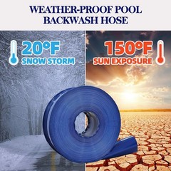 1 1/2 IN x 100 FT Pool Backwash Hose, Reinforced PVC Drain Hose, Heavy-Duty F…