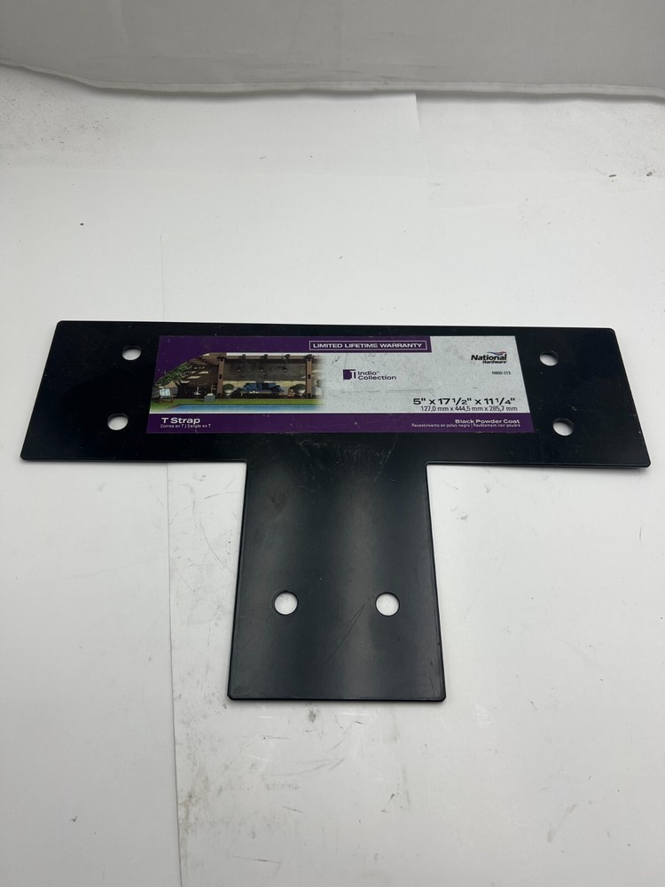 National Hardware Indio T-Strap N800-213 5″x 17 1/2″x 11 1/4″ Black Powder Coat