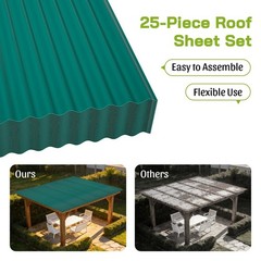25 PCS Roof Panels Plastic Hardware Roofing Sheets Wall Panels Waterproof Green