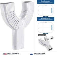 VYH Downspout Gutter Y Diverter 3×4, Low Gloss White，Y Downspout, Gutter Down…