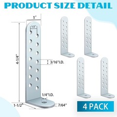 4Pcs Weatherproof Powder Coated Brackets With Fasteners for Outdoor Equipment