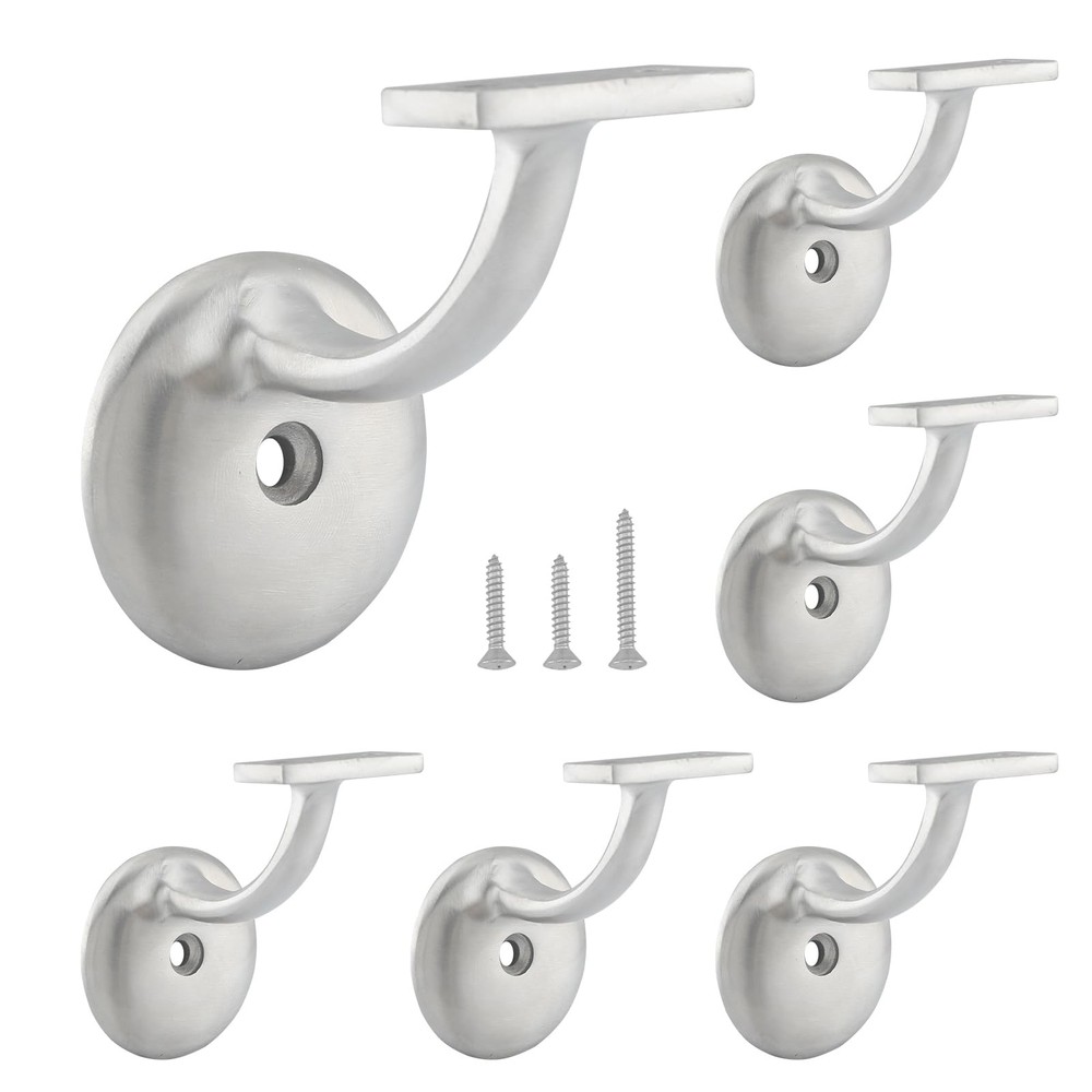 6 PCS Hand Rail Bracket Heavy Duty Hardware Stairway Support Satin Nickel