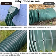 4 Pack Rain Gutter Downspout Extensions Flexible, Drain Downspout Extender