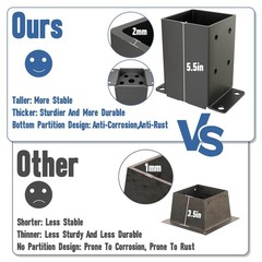 4×4 Post Base, Inner Size 3.5″”x3.5″” Deck Post Brackets, Heavy Duty Metal Bl…