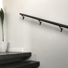 6 Pack 3 Inch Matte Black Hand Rail Bracket Heavy Duty Hardware for Stairways…