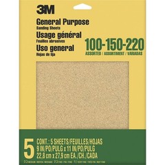 3M 9005NA 9″ x 11″ Assorted Pack (1VF 2F 2M) Aluminum Oxide Sanding Sheets (5pk)