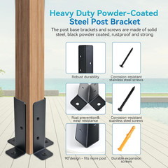 4 PCS Adjustable Deck Post Anchor Base Brackets Fit 1.5×1.5 2×2 2×4 4×4 Wood