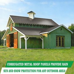 10 Metal Roofing Panels, 42.5″ x 17.7″ Galvanized Steel Sheets for Sheds, Fences