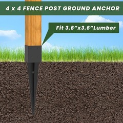 Fence Post Anchor 4×4 26″ Length 3.6″ x 3.6″ Heavy Duty Metal – For Fence