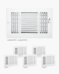 6 x 10 Inch Floor Registers, 6-Pack Floor Vents, HVAC 3-Direction Iron Vent Gril