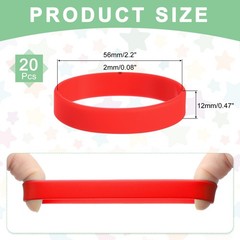 20Pcs Silicone Rubber Bands Non-slip 3.54 Inch Flat for Books, Red